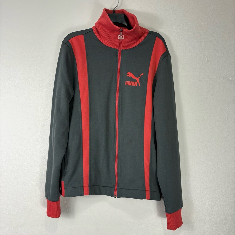 Puma Gray Red Full Zip Track Jacket